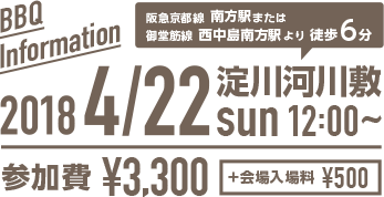 2018年4月22日(日)12:00〜淀川河川敷にて開催