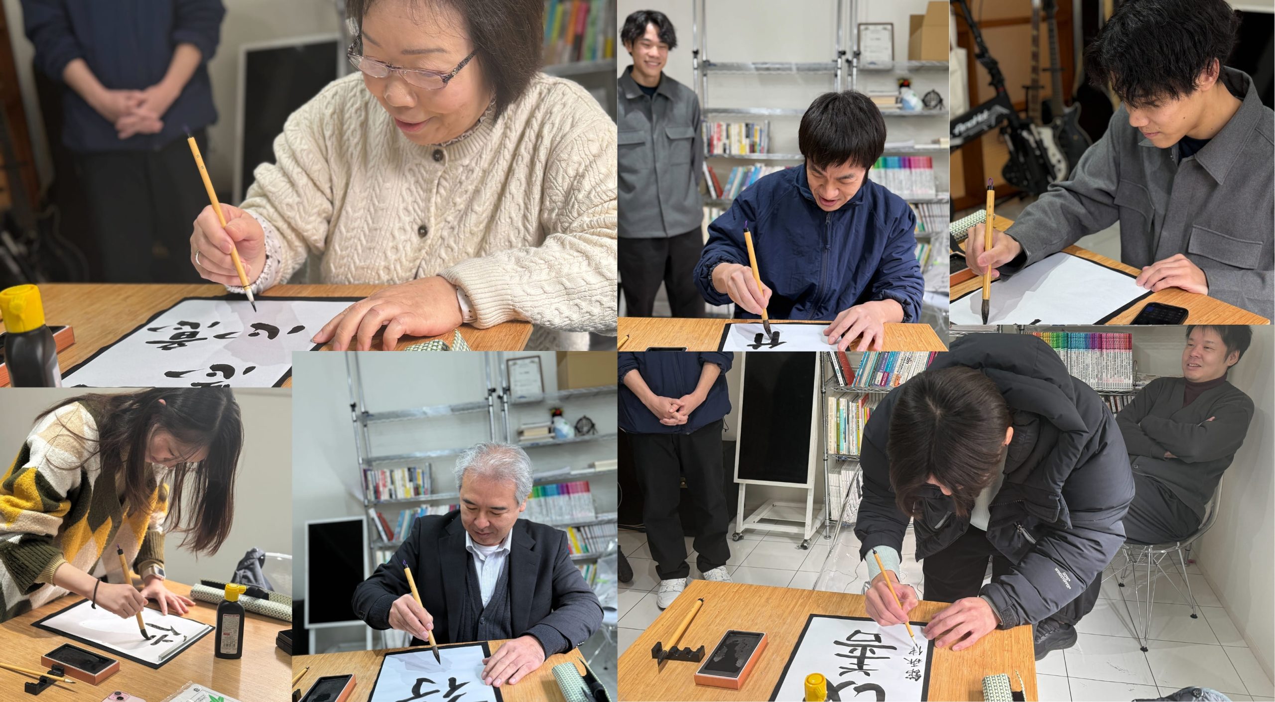 メンバーの書初め中の画像